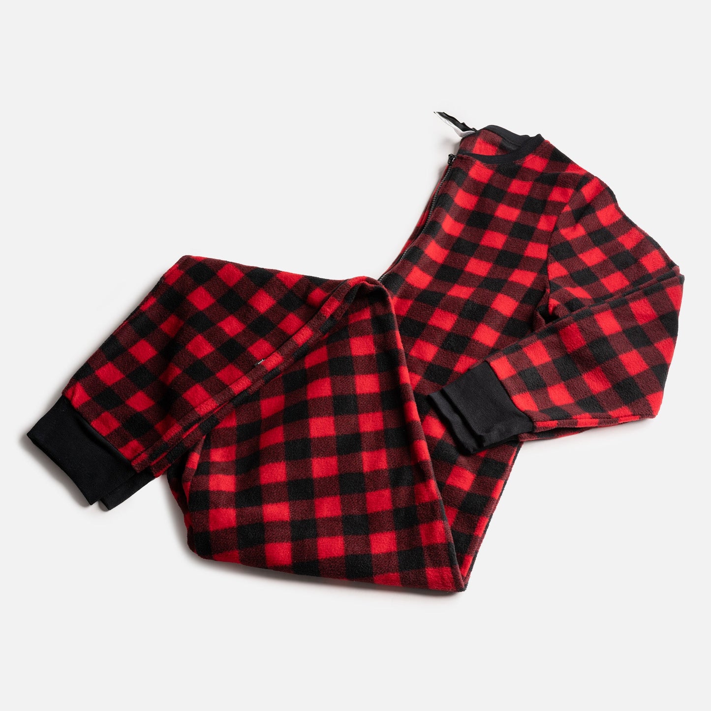 🔴 Red Plaid Onesie – Cozy Zip-Up Pajamas