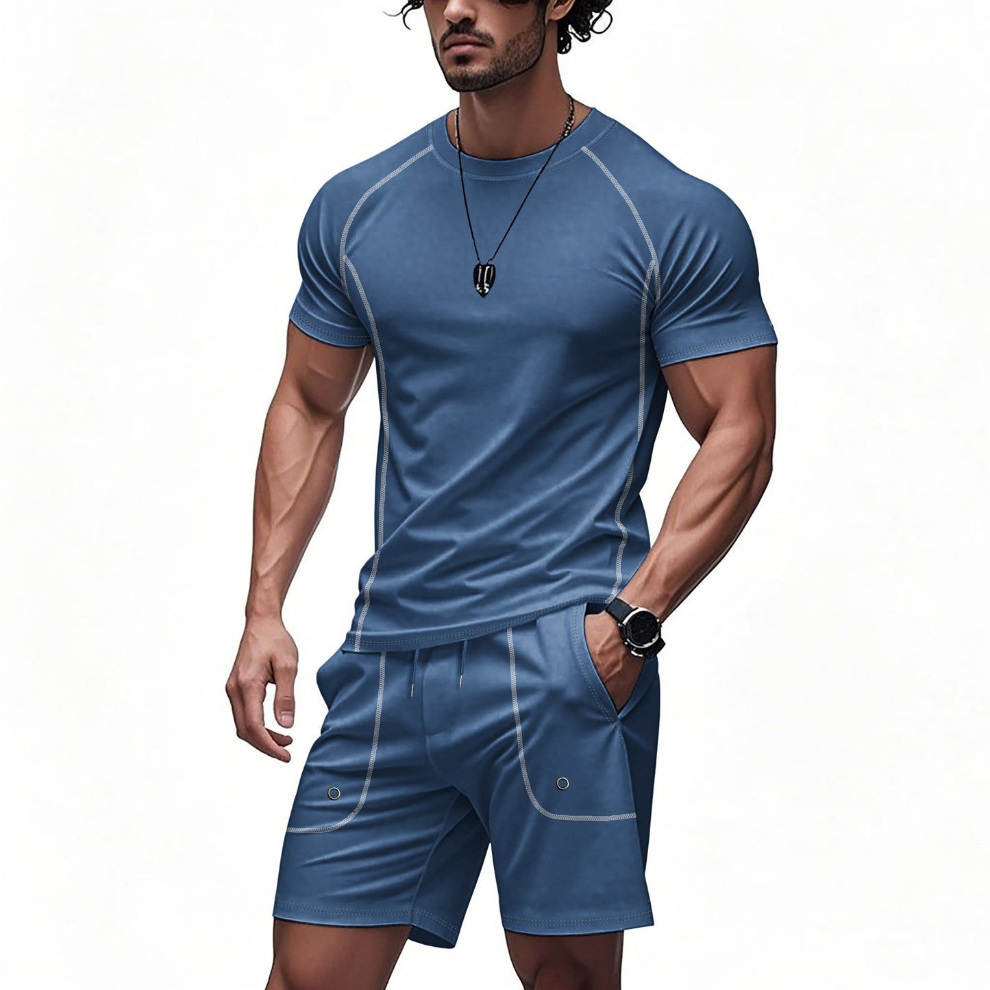 Minimalism Short Sleeve Shorts Suit