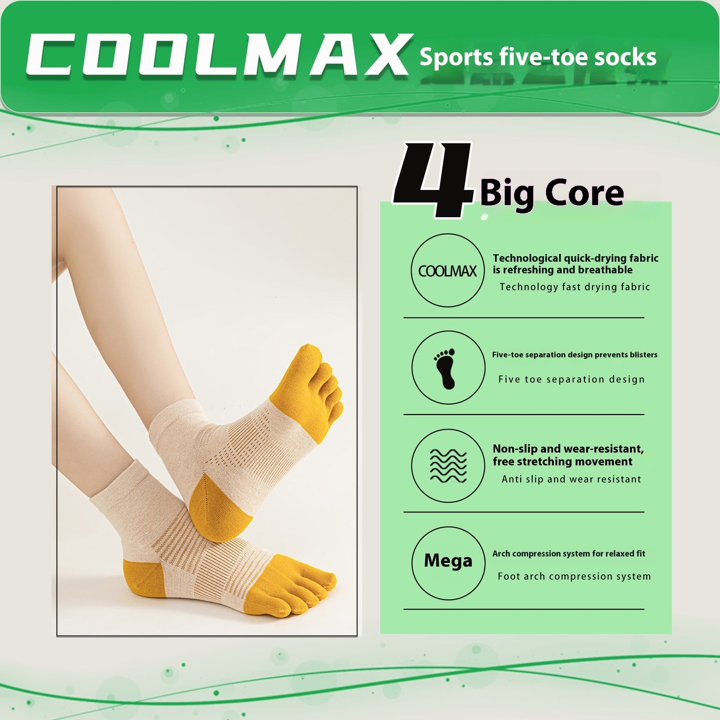 Breathable Quick-drying Short Tube Toe Socks