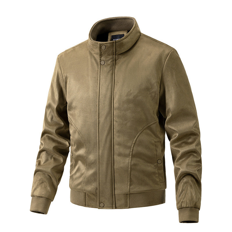 Men's Stand-up Collar Slim Fit Suede Jacket