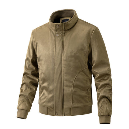 Men's Stand-up Collar Slim Fit Suede Jacket