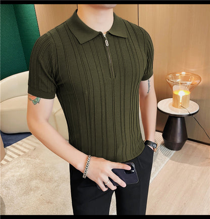 Casual Zipper Short Sleeve Men's Retro