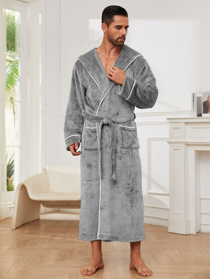 Fashion Men's Flannel Bathrobe Pajamas