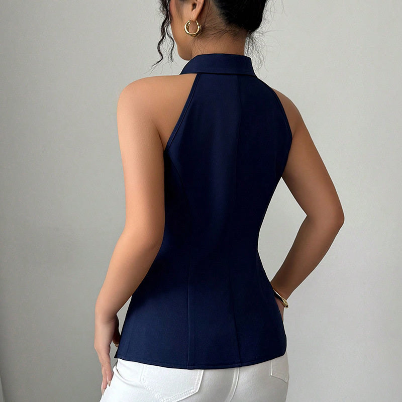 Women's Elegant Solid Sleeveless Vest
