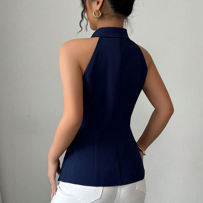 Women's Elegant Solid Sleeveless Vest