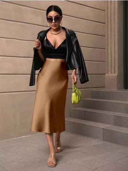 Elegant Line Satin Skirt