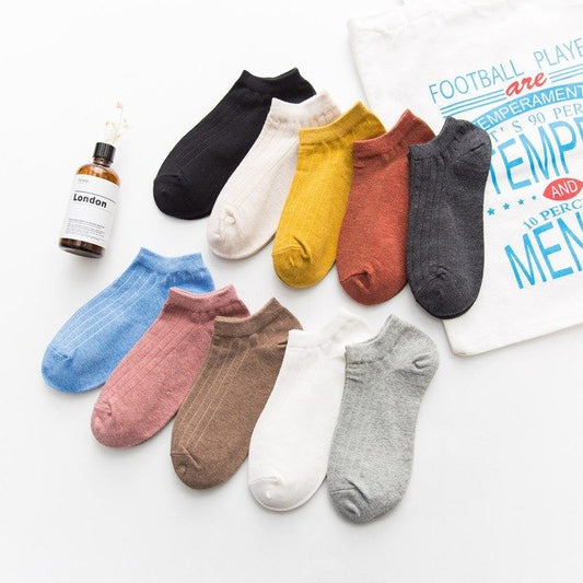 10 Colors Women's Sock Colorful Art Cute Short
