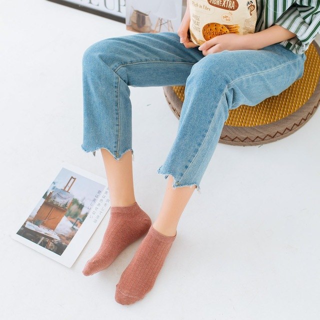 10 Colors Women's Sock Colorful Art Cute Short
