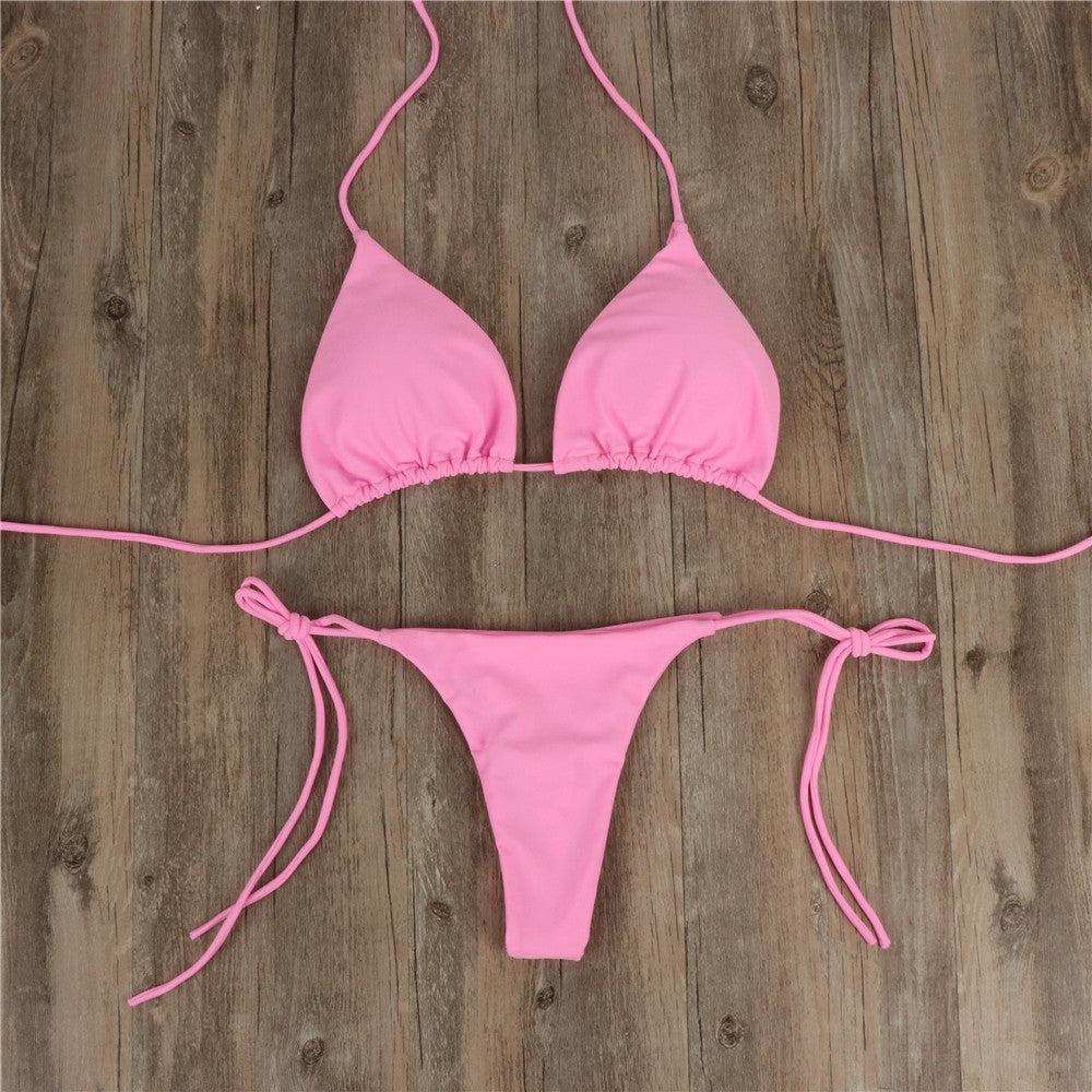 2pcs Halterneck Lace-up Bikini Women