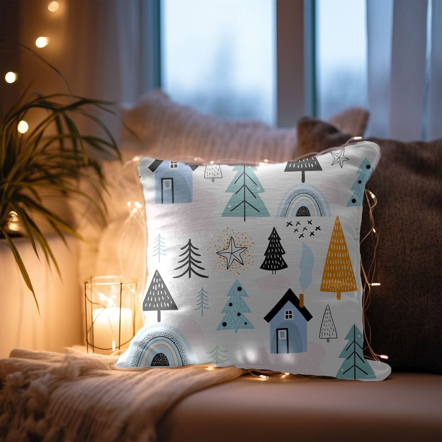 Cozy Cabin Christmas Decor Throw Pillow