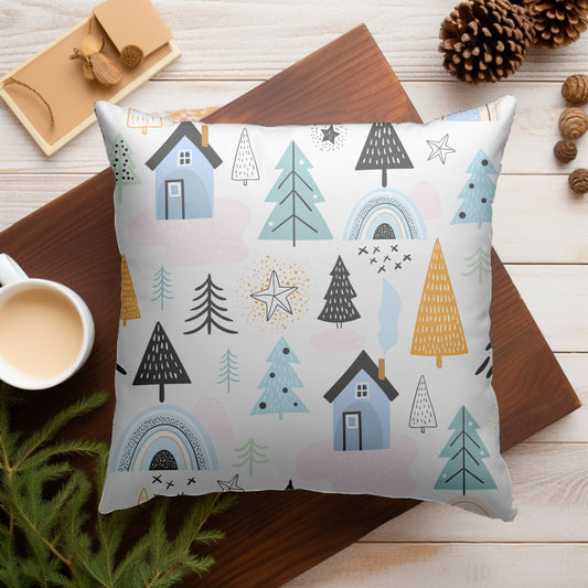 Cozy Cabin Christmas Decor Throw Pillow
