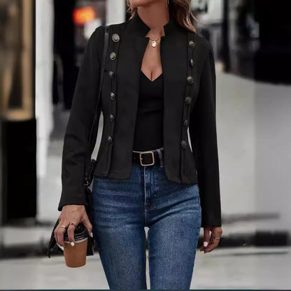 Double-row Metal Buckle Deerskin Coat