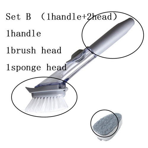 2 In1 Long Handle Cleaning Brush With Removable Brush Head Ktichen