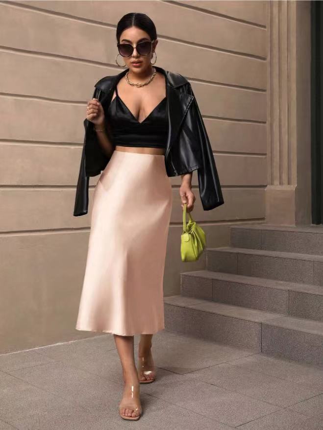 Elegant Line Satin Skirt