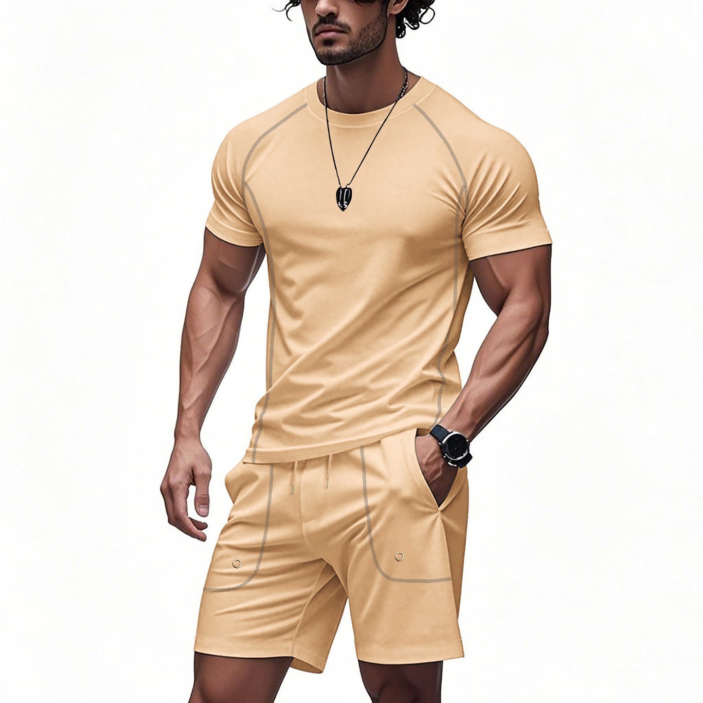Minimalism Short Sleeve Shorts Suit