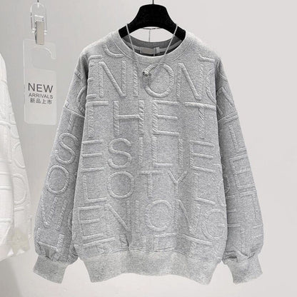 Trendy Round-neck Non-hoodie Thin Loose Long Sleeve Top
