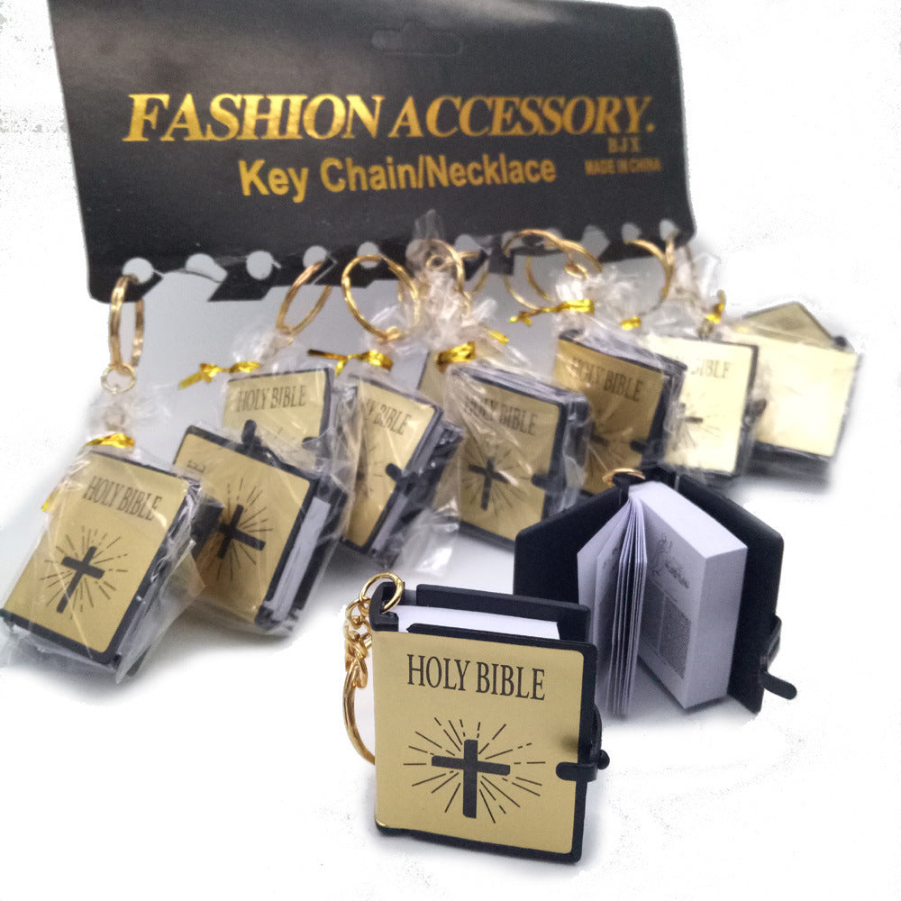 Mini English HOLY BIBLE Key Chains Real Paper Readable Bible Christian