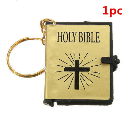 Mini English HOLY BIBLE Key Chains Real Paper Readable Bible Christian