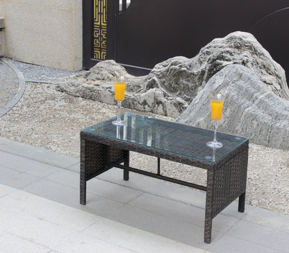 Outdoor Patio Furniture 1 Coffee Table With Clear Tempered Glass