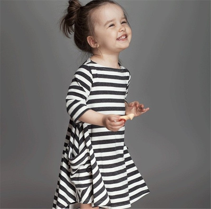 Family Matching Mother And Daughter Striped Dresses