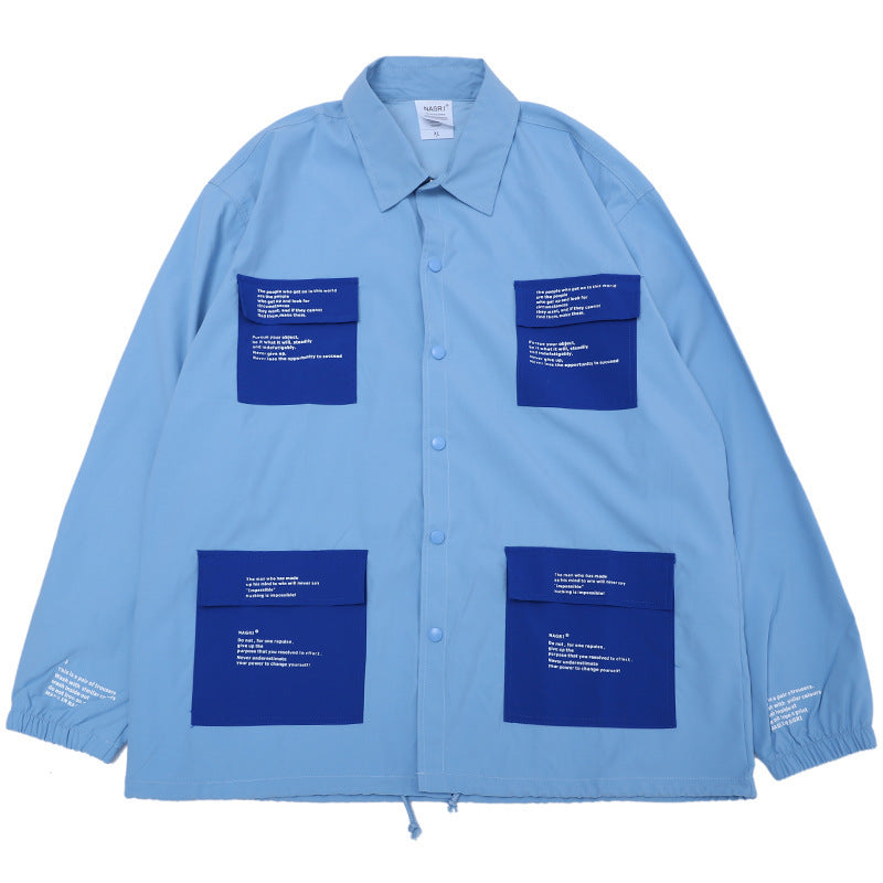 Waterproof And Windproof Men'S High Street Multi-Pocket Shirt
