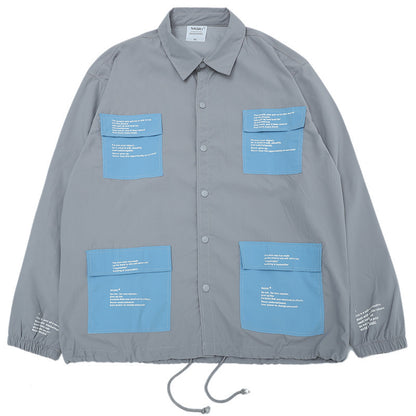 Waterproof And Windproof Men'S High Street Multi-Pocket Shirt