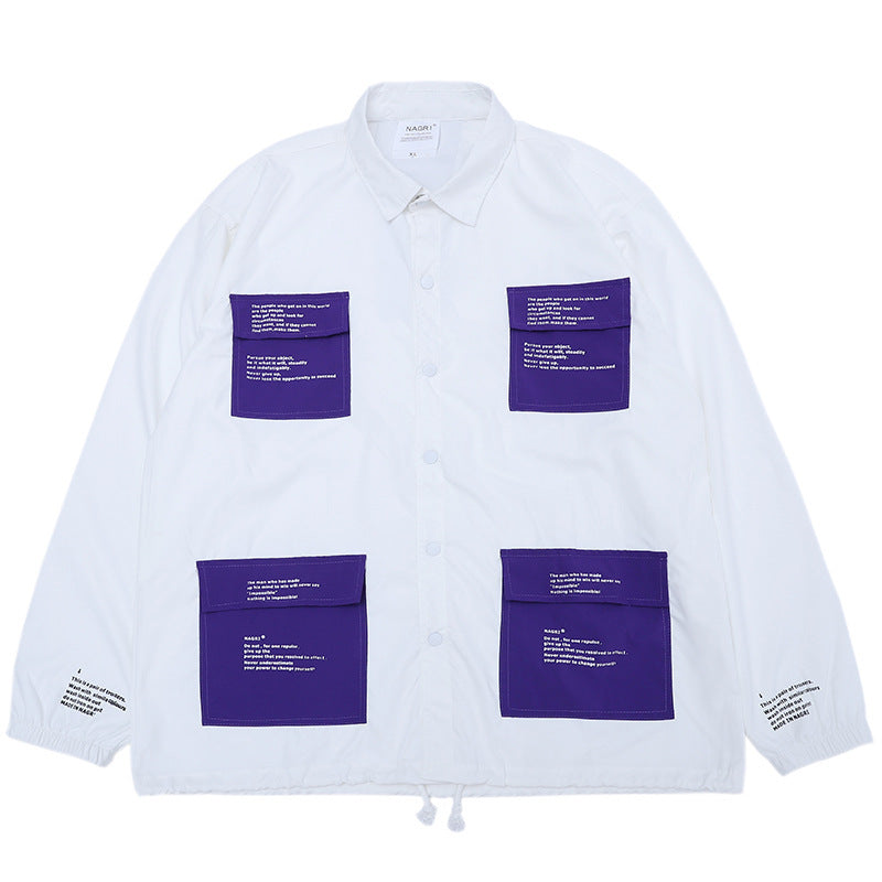 Waterproof And Windproof Men'S High Street Multi-Pocket Shirt