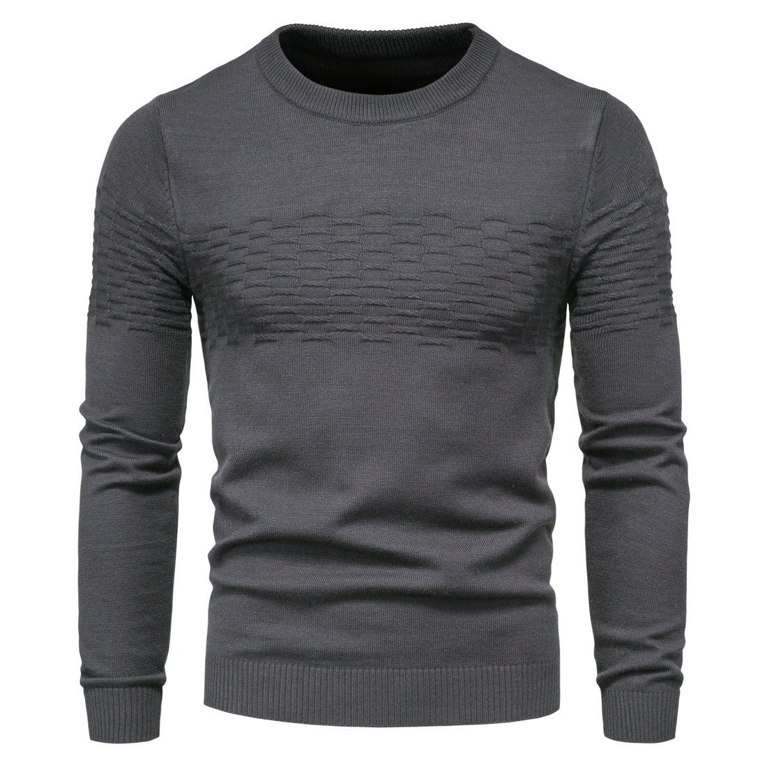 Men's casual slim pullover round neck