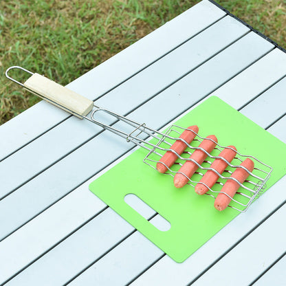 Outdoor Grilling Accessories Barbecue Tools Wooden Handle Sausage Clip