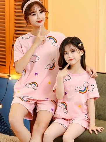 Mother-daughter Cartoon 2-piece Pajamas
