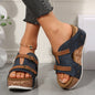 Ins Buckle Wedges Sandals Summer Fish Mouth Thick High Heel Slides