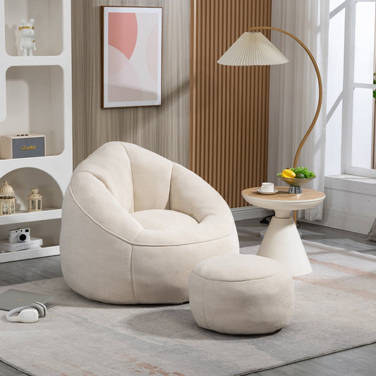 LuneluX_Home – CloudSoft Bean Bag Chair with Footrest