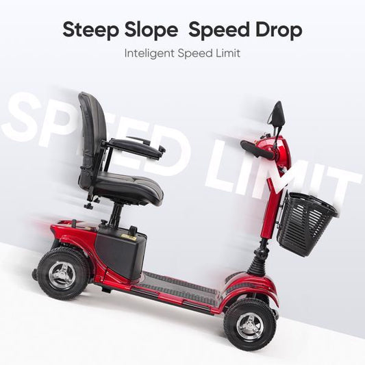 4-wheel Electric Scooter With Basket And Extended Battery
