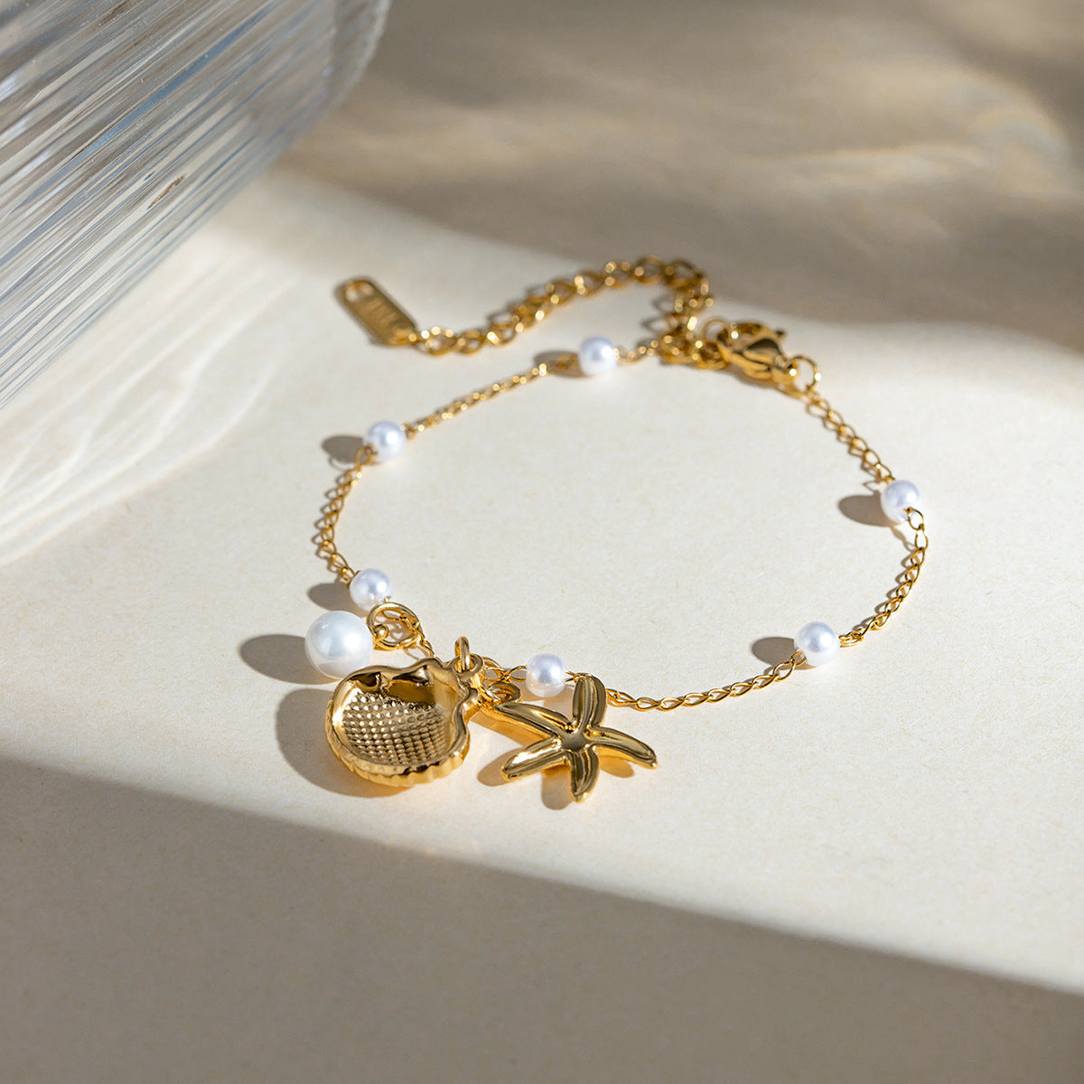 Fashion Jewelry 18K Gold Stainless Steel Pearl Chain Summer Holiday