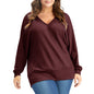 Plus Size Women's Shirt Long Sleeve V-neck