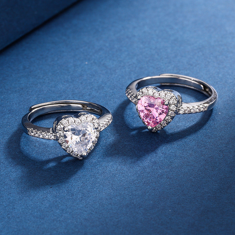 Fashion Jewelry Micro-encrusted Zircon Diamond Love Peach Heart Ring
