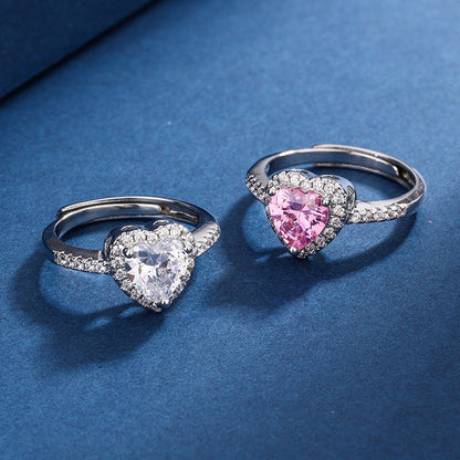 Fashion Jewelry Micro-encrusted Zircon Diamond Love Peach Heart Ring