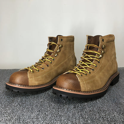 Men's Round Toe Fashion Casual Leather Shoes Martin