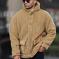 Men's Hooded Solid Color Coat Polar Fleece