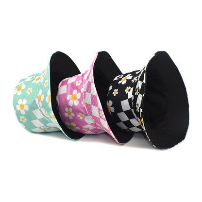 Plaid Floral Bucket Hat Sun-proof
