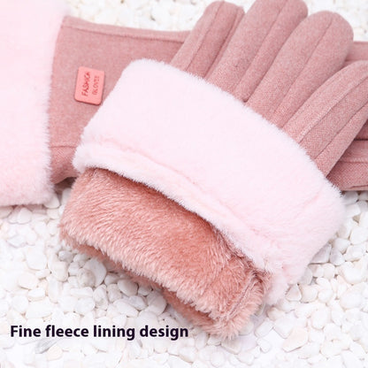 Women's Winter Velvet Padded Touch Screen Gloves