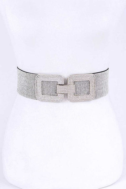 Crystal Buckle Rhinestone Elastic Belt