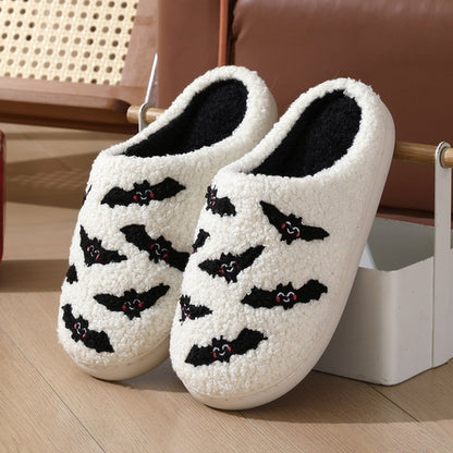 Halloween Skull Rose Slippers Winter Warm Indoor Floor Bedroom Home