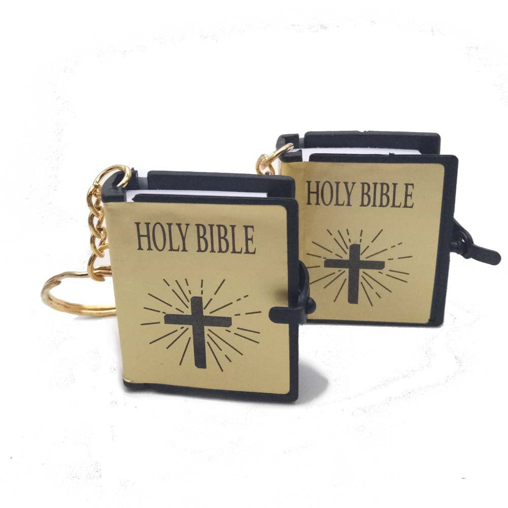 Mini English HOLY BIBLE Key Chains Real Paper Readable Bible Christian