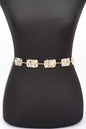 Textured Metal Plate Station Fashion Chain Belt
