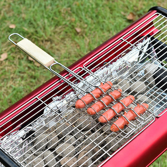 Outdoor Grilling Accessories Barbecue Tools Wooden Handle Sausage Clip