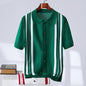 Casual Trend Men's Breathable Stripes Short-sleeved Polo Shirt
