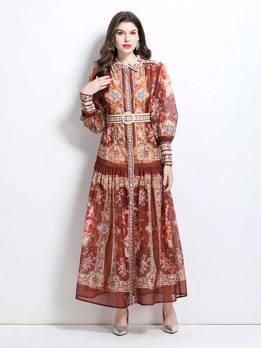 WOMEN FASHION CHIFFON MAXI DRESS