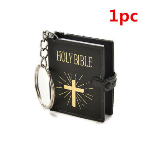 Mini English HOLY BIBLE Key Chains Real Paper Readable Bible Christian