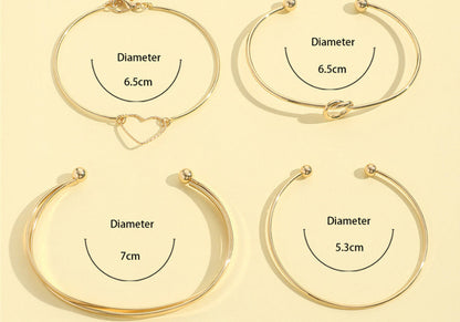 Vintage Gold Crystal Heart Letter Love Bangle Bracelet For Women